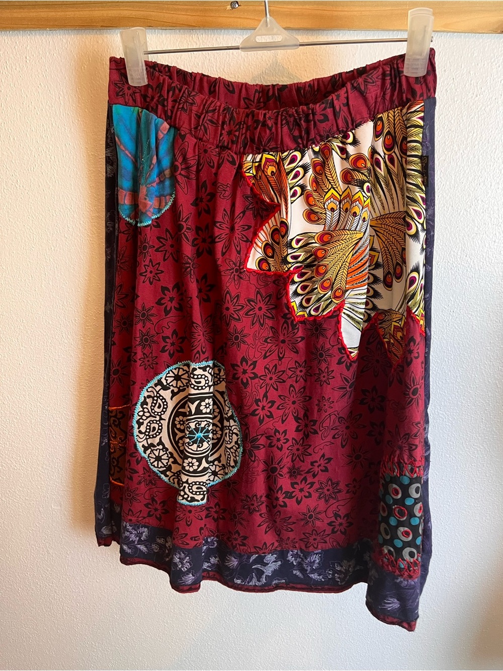 Atlantis A-Line Floral Midi Skirt - Purple & Red Double-Sided 100% Cotton